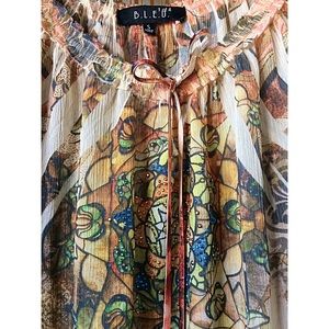 B.L.E.U. /  BLEU Boho Style Embellished Top - S